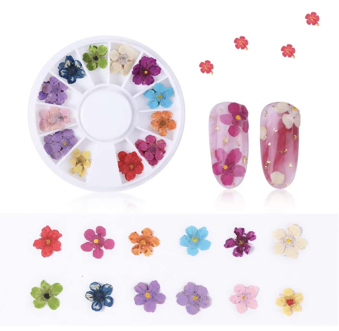 fleurs sèches décoration ongles. Nail art