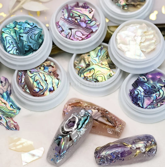 Décorations coquillage pour ongles – 12 teintes nacrées pour nail art professionnel