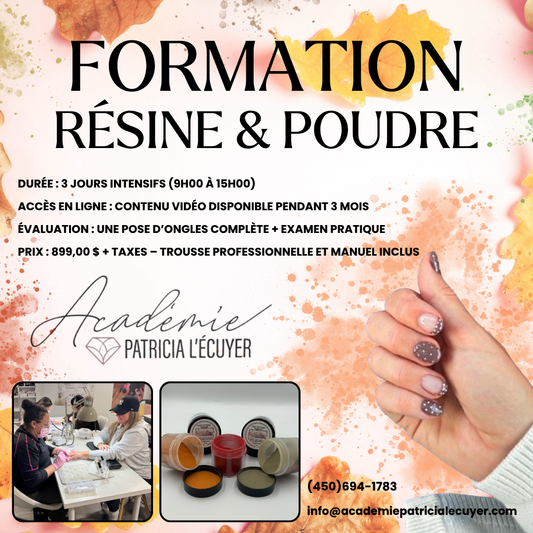 Formation Résine & Poudre – Académie Patricia L’Écuyer