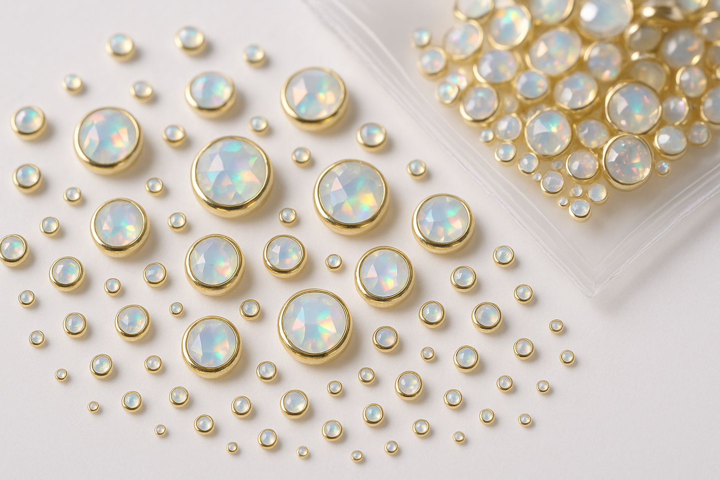 Strass en Verre – Couleurs Opales (Sachet Multi-grandeurs)